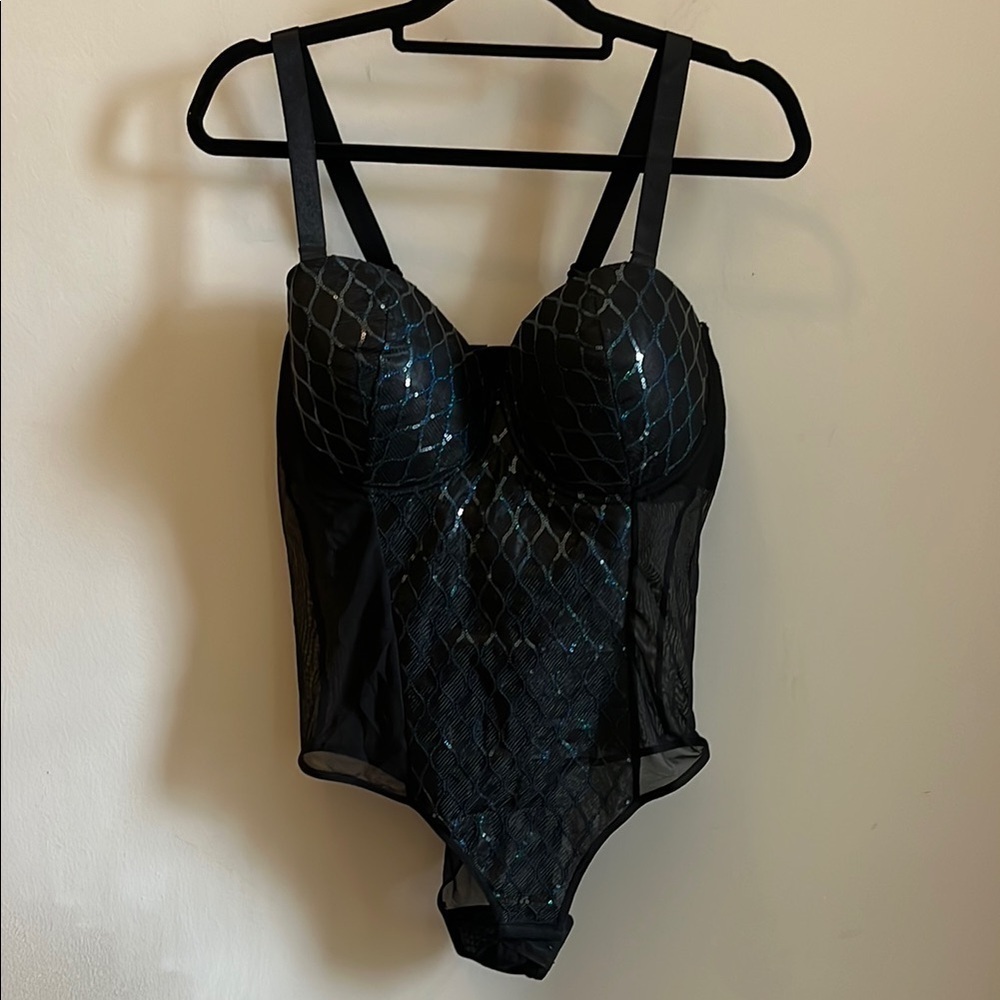 Curve Necessities Bodysuit NWT Fashion Sequin Embroidered Convertible Size 2X